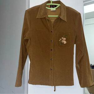 Vintage R&K Originals Floral Khaki Blouse Jacket with Back Tie Size 8